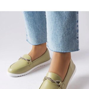 Zielone mokasyny z cyrkoniami Paola - Solea