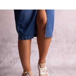 Beżowe sneakersy z lustrzaną wstawką Kollins - Solea