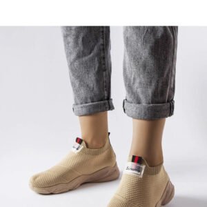 Ciemnobeżowe wsuwane buty sportowe damskie Greco - Solea