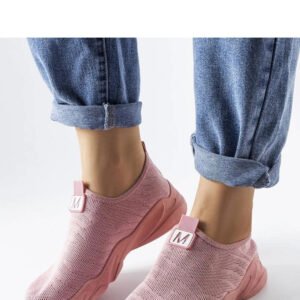 Różowe materiałowe buty sportowe damskie Aaron - Solea