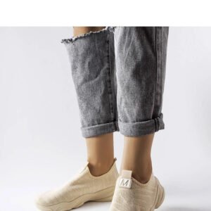 Beżowe materiałowe buty sportowe damskie Aaron - Solea