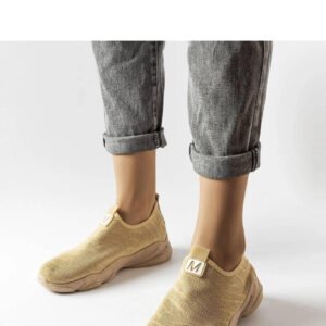 Ciemnobeżowe materiałowe buty sportowe damskie Aaron - Solea