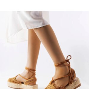 Camelowe wiązane espadryle Partenia - Solea