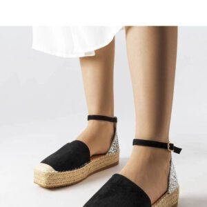 Czarne espadryle z brokatową wstawką Myasia - Solea