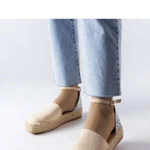 Beżowe espadryle z brokatową wstawką Myasia - Solea