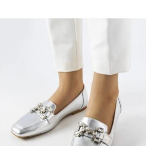 Srebrne mokasyny z cyrkoniami Marechal - Solea