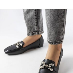 Czarne mokasyny z cyrkoniami Marechal - Solea