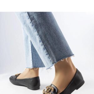 Czarne mokasyny z cyrkoniami Neuer - Solea