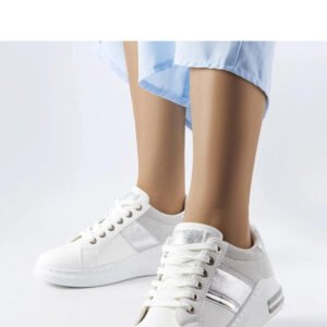 Białe sneakersy z szarymi wstawkami Deans - Solea