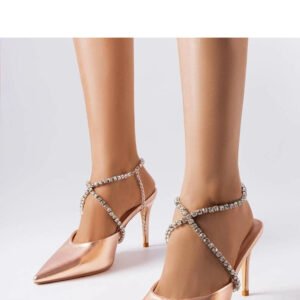 Złote klapki na szpilce Drainer - Solea