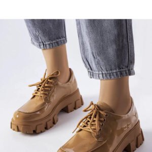 Brązowe lakierowane półbuty Beccadelli - Solea