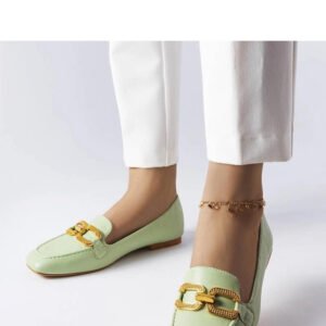 Zielone mokasyny z klamerką Rousseau - Solea