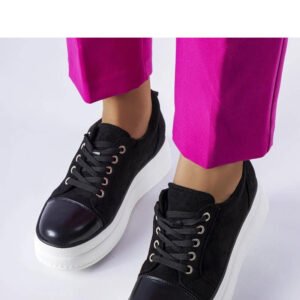 Czarne tenisówki na platformie Pascaline - Solea