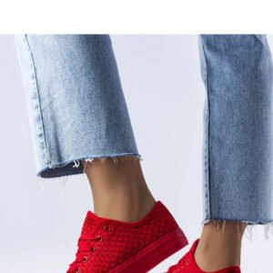 Czerwone trampki z tkaniny plecionej Thibodeau - Solea