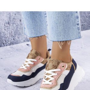 Granatowe sneakersy ze złotym wstawkami Lebrun - Solea