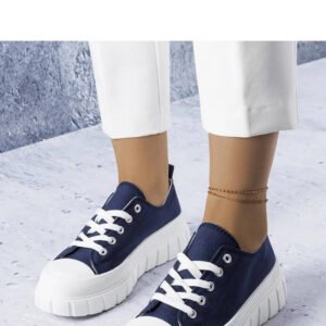 Granatowe trampki na platformie Bellemare - Solea