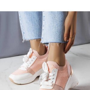 Różowe sneakersy na koturnie Ann - Solea