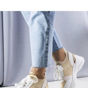 Beżowe sneakersy na koturnie Ann - Solea