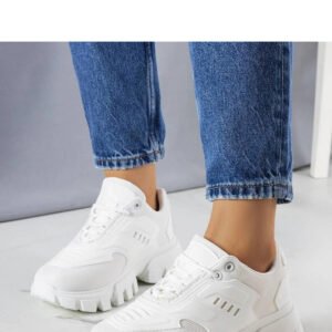 Białe sneakersy na masywnej podeszwie Inez - Solea