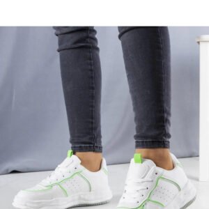 Białe sneakersy z zielonymi wstawkami Nettie - Solea