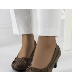 Brązowe czółenka z marszczeniem Santro - Solea