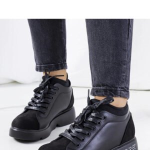 Czarne sneakersy na wysokiej podeszwie Ambly - Solea