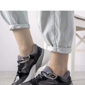 Czarne sneakersy na wysokiej podeszwie Rude - Solea