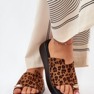 Sandał Klapki Model Saqesse MANO777 Brown Panterka - Step in style