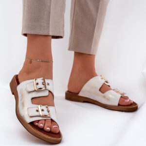 Sandał Klapki Model Zazoo 3020 Złoty Przecierany - Step in style