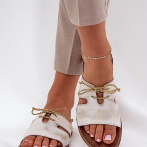 Sandał Klapki Model Zazoo 3022 Złoty Przecierany - Step in style