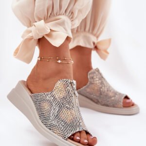 Sandał Klapki Model Irriva ASA266-2 Wąż Beige - Step in style