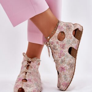 Botki Model Maciejka 03426-48 Beige Flowers - Step in style