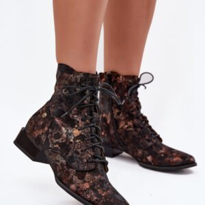 Botki Model Maciejka 06391-02 Black/Gold - Step in style