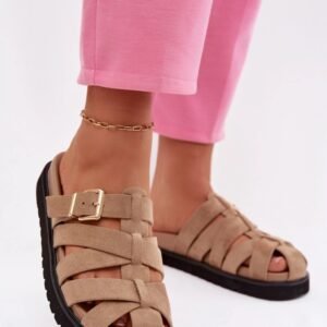 Sandał Klapki Model Roselisse MAN0383 Dark Beige - Step in style