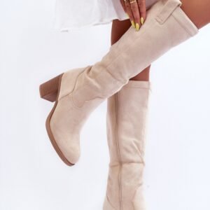 Kozaki Model Khabira BM71 Light Beige Zamsz - Step in style